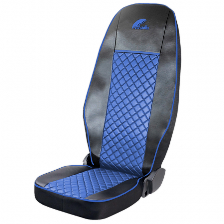 Set Huse Scaun Truck Umbrella Pentru Scania Seria R 2006-2020 Piele Ecologica - Negru+Albastru [0]