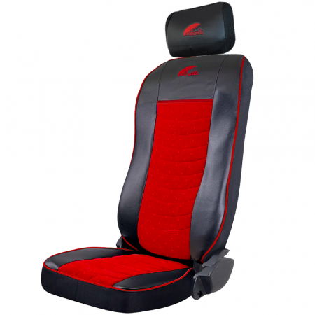 Set Huse Scaun Truck Umbrella Pentru Volvo 2000-2004 Piele Ecologica Neagra + Velvet Rosu [2]