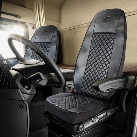 Set Huse Scaun Truck Umbrella Pentru Volvo Fh Euro 6 Piele Ecologica Neagra [2]