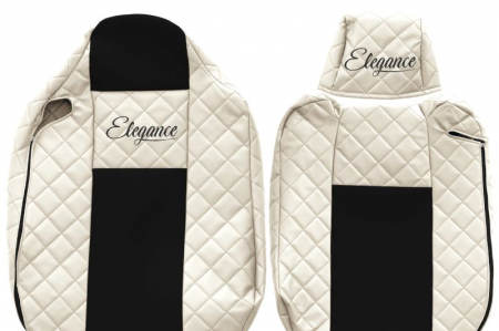 Set huse scaune compatibil cu Renault T cu tetiere diferite 01.2014-2021, Crem [2]