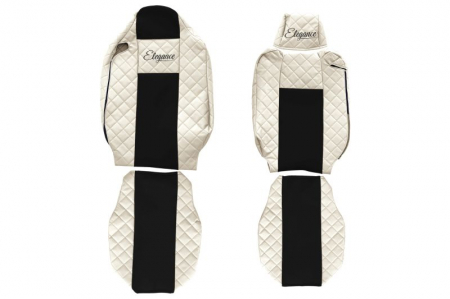 Husa scaun - Set huse scaune compatibil cu Renault T cu tetiere diferite 01.2014-2021, Crem