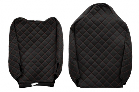 Set huse scaune compatibil cu Renault T cu tetiere diferite 01.2014-2021, Negru cu cusatura rosie [4]