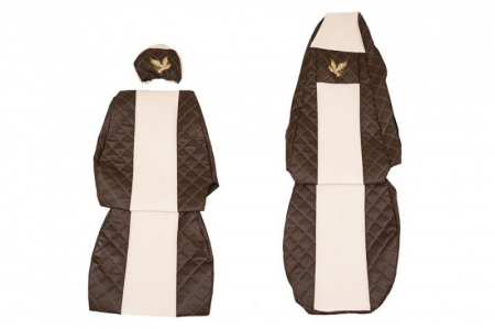 Husa scaun - Set huse scaune compatibil cu Scania R, G si P (01.2005-12.2016), Maro/Crem