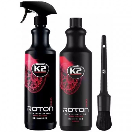 Intretinere auto - Set 2 buc K2 Solutie Curatat Jante Premium Roton Pro 1L D10011 + K2 Perie Detailing 31MM M315