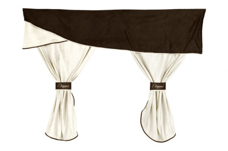 Perdele cabina sofer - Set perdele cabina compatibile cu MAN TGA,TGX, cabina XLX / CABINA MEDIE 2002+, Maro/Crem