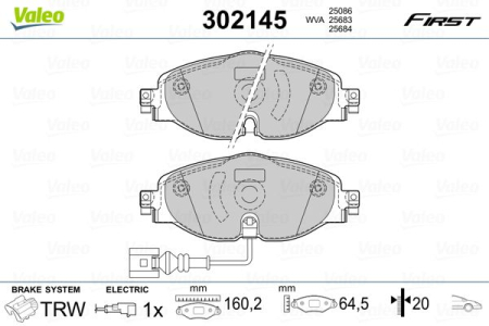 Piese auto - Set placute frana fata Valeo  302145 Audi, VW, Skoda, Seat