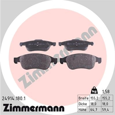 Piese auto - Set placute frana fata Zimmerman  24914.180.1 Dacia, Renault, Nissan
