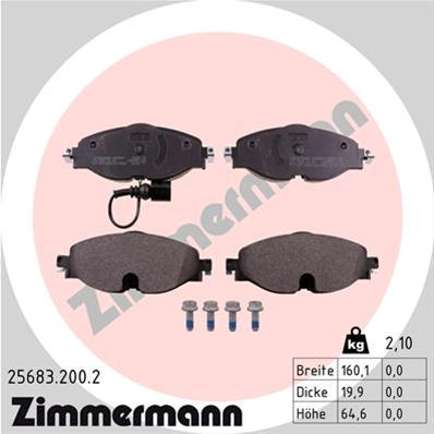 Piese auto - Set placute frana fata Zimmerman  25683.200.2 Audi, VW, Skoda, Seat