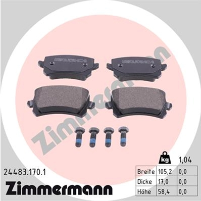 Piese auto - Set placute frana spate Zimmerman  24483.170.1  Audi, VW, Skoda, Seat