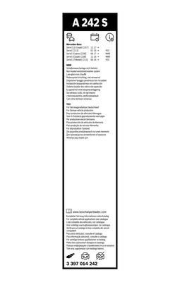 Set stergatoare BOSCH AeroTwin A242S 3397014242, lungime 600 mm, 550 mm, fara carcasa, pentru vehicule cu volan pe stanga [2]