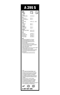 Set stergatoare BOSCH AeroTwin A295S 3397007295, lungime 600 mm, 400 mm, fara carcasa, pentru vehicule cu volan pe stanga [2]