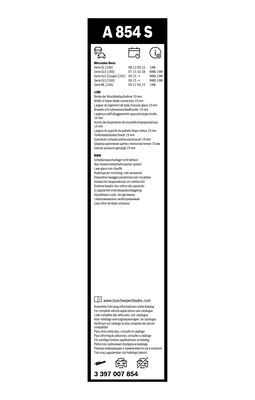 Set stergatoare BOSCH AeroTwin A854S 3397007854, lungime 650 mm, 575 mm, fara carcasa, pentru vehicule cu volan pe stanga [2]