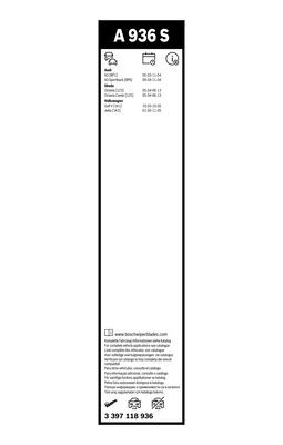 Set stergatoare BOSCH AeroTwin A936S 3397118936, lungime 600 mm, 475 mm, fara carcasa, pentru vehicule cu volan pe stanga [2]