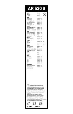 Set stergatoare BOSCH AeroTwin Retro AR530S 3397118903, lungime 2 x 530 mm, kit retrofit, fara carcasa [2]