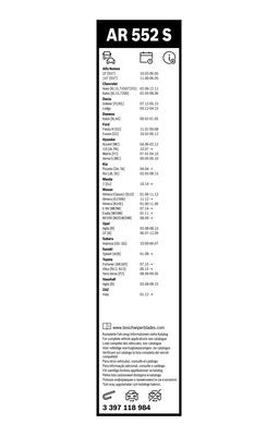 Set stergatoare BOSCH AeroTwin Retrofit AR552S 3397118984, lungime 550 mm, 400 mm, fara carcasa, pentru vehicule cu volan pe stanga [2]
