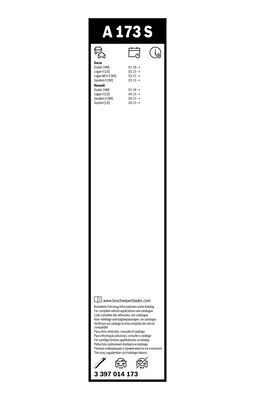 Set stergatoare parbriz BOSCH A173S 3397014173, lungime 550 mm, 475 mm, fara carcasa, pentru vehicule cu volan pe stanga [2]
