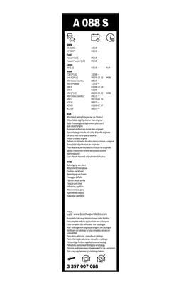 Set stergatoare parbriz BOSCH AeroTwin A088S 3397007088, lungime 650 mm, 500 mm, fara carcasa, pentru vehicule cu volan pe stanga [2]