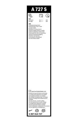 Set stergatoare parbriz BOSCH AeroTwin A727S 3397014727, lungime 650 mm, 500 mm, lama stergator lata, pentru vehicule cu volan pe stanga [2]