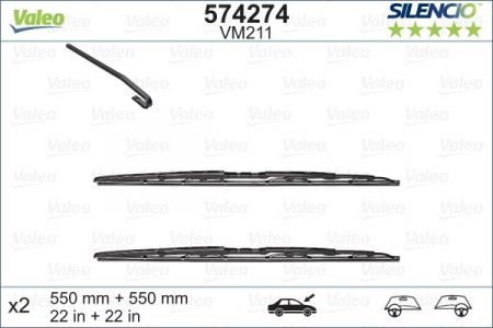 Set stergatoare parbriz VALEO SILENCIO CONVENTIONAL PERFORMANCE 574274, lungime 550 mm, standard [1]