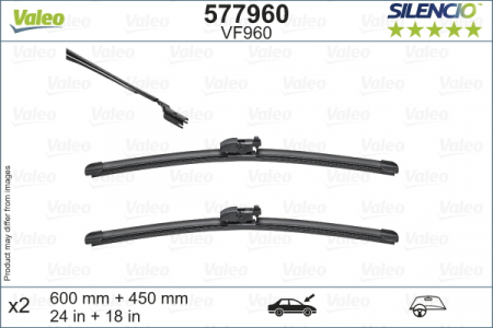 Set stergatoare parbriz VALEO SILENCIO FLAT BLADE 577960, lungime 600 mm, 450 mm, lama stergator lata [1]