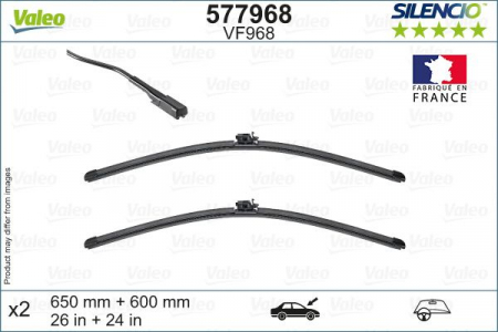 Set stergatoare parbriz VALEO SILENCIO FLAT BLADE SET 577968, lungime 650 mm, 600 mm, lama stergator lata [1]