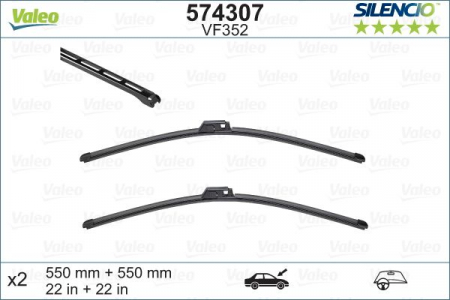 Set stergatoare parbriz VALEO SILENCIO X.TRM FLAT BLADE SET 574307, lungime 560 mm, fara carcasa, cu spoiler [1]