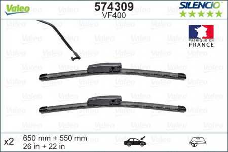Set stergatoare parbriz VALEO SILENCIO X.TRM FLAT BLADE SET 574309, lungime 650 mm, 550 mm, fara carcasa, cu spoiler [1]