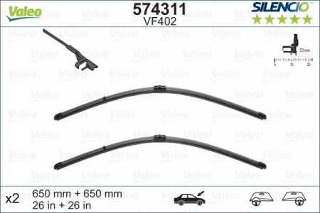Set stergatoare parbriz VALEO SILENCIO X.TRM FLAT BLADE SET 574311, lungime 650 mm, fara carcasa, cu spoiler [1]