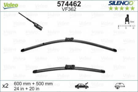 Set stergatoare parbriz VALEO SILENCIO X.TRM FLAT BLADE SET 574462, lungime 600 mm, 500 mm, cu spoiler [1]
