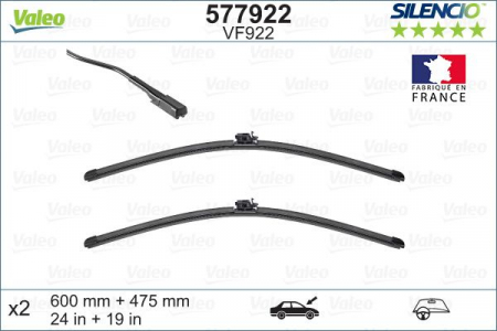 Set stergatoare parbriz VALEO SILENCIO X.TRM FLAT BLADE SET 577922, lungime 600 mm, 475 mm, cu spoiler [1]