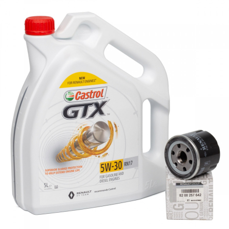 Piese auto - Set Ulei Motor Castrol GTX 5W-30 RN17 ACEA C3 Renault 5L 15CC30 + Filtru Ulei Oe Renault 8200257642