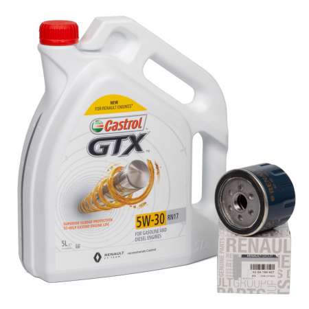 Piese auto - Set Ulei Motor Castrol GTX 5W-30 RN17 ACEA C3 Renault 5L 15CC30 + Filtru Ulei Oe Renault 8200768927