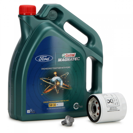 Pachete revizie - Set Ulei Motor Castrol Magnatec Ford 5W-30 A5 5L 15D5E8 + Filtru Ulei Motor Oe Ford 2468342 + Surub Golire Baie Ulei Oe Ford 2261879