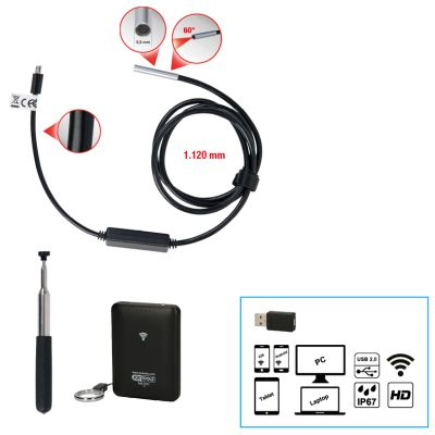 Set Videoscop Wi Fi Cu Diametru 6.0 Mm 0 Grade Sonda Camera Hd 90 Grade. Reversibil. 4 Piese [4]