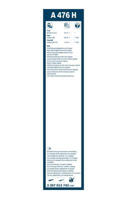 Stergator luneta BOSCH AeroTwin Rear A476H 3397013742, lungime 475 mm, fara carcasa [2]
