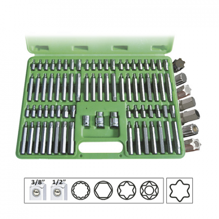 Scule si echipamente - Trusa Speciala Capete Surubelnita 74 Piese Pentru Suruburi Ribe 12 Fete Torx Hexagonal Jbm