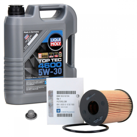 Pachete revizie - Ulei Motor Liqui Moly Top Tec 4600 5W-30 5L 2316 + Filtru Ulei Oe Opel 95516104 + Buson Golire Ulei Am Opel 96023264