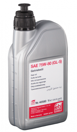 Uleiuri si Lichide Auto - Ulei transmisie manuala FEBI BILSTEIN 75W80 GL-5 40580, volum 1 litru, galben