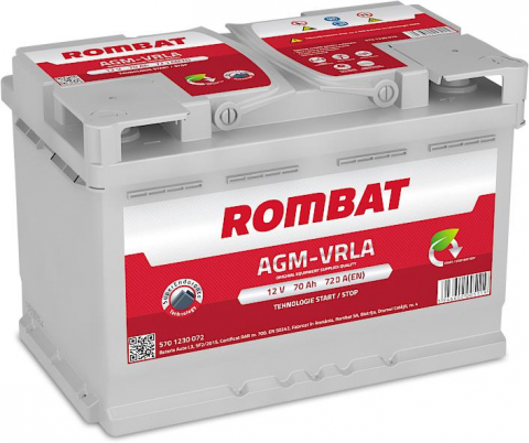 Acumulatoare - ACUMULATOR AUTO ROMBAT AGM-VRLA 12V 70AH 720A(EN) START/STOP