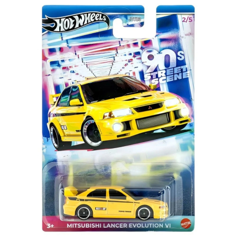 Jucării - Mașină metalică, Hot Wheels, 90 Street Sport, Mitsubishi Lancer Evolution VI, 1:64, JCB58