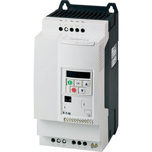 DC1-34018FB-A20CE1, convertizor de frecventa, In: 3x400, Out: 3x400VAC, 7.5 kW, 18 A, IP20, Brake chopper, RFI filtru, PCB protejat [1]
