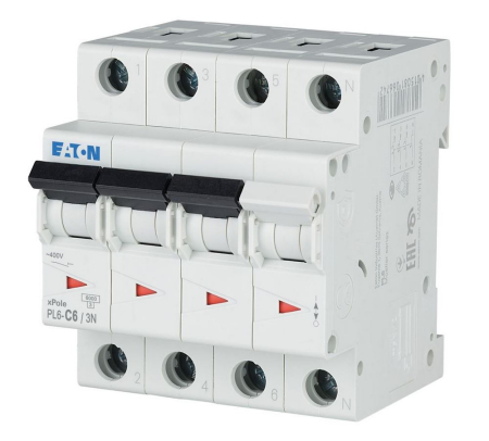Seria PL6 - 106908, PL6-C10/3N, siguranta automata, 230/400VAC; Inom: 10A; Poli: 3+N; 6kA