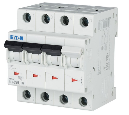 Seria PL6 - 106911, PL6-C20/3N, siguranta automata, 230/400VAC; Inom: 20A; Poli: 3+N; 6kA