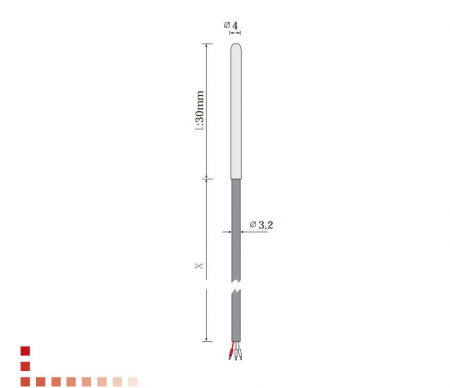 Senzori temperatura - PT-30x4/2M, senzor temperatura, PT100, 3 fire, Ø4 x 30mm, cablu silicon