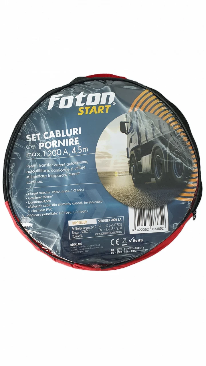 cabluri lungi de pornire foton ,1200A, 4.5m, profesionale, in gentuta cu fermoar [6]