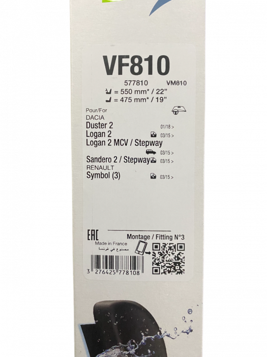set 2 stergatoare valeo silencio, 55 cm, 47.5 cm pentru dacia duster II, logan II, logan mcv, II sandero II, renault symbol III, 577810 [3]