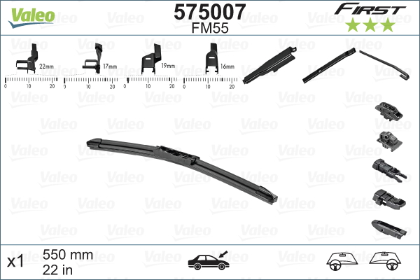 Stergator Valeo, First Multiconnection, pentru parbriz, 55 cm, prindere cu adaptoare [3]