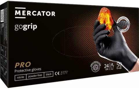 Manusi - Manusi nitril, premium, Mercator Gogrip, pentru mecanici, marimea XL, 50buc, negru