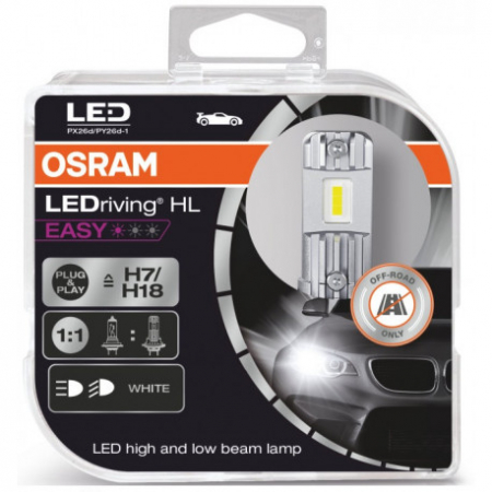 BECURI LED - Set 2 leduri auto, H7, H18, Osram, LEDdriving HL Easy, 64210DWESY-HCB