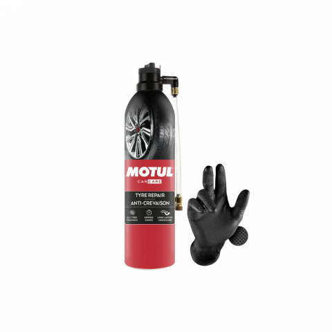 Solutii intretinere auto - Solutie Reparare Anvelope, Motul Tyre Repair, 500ml, 1 pereche manusi